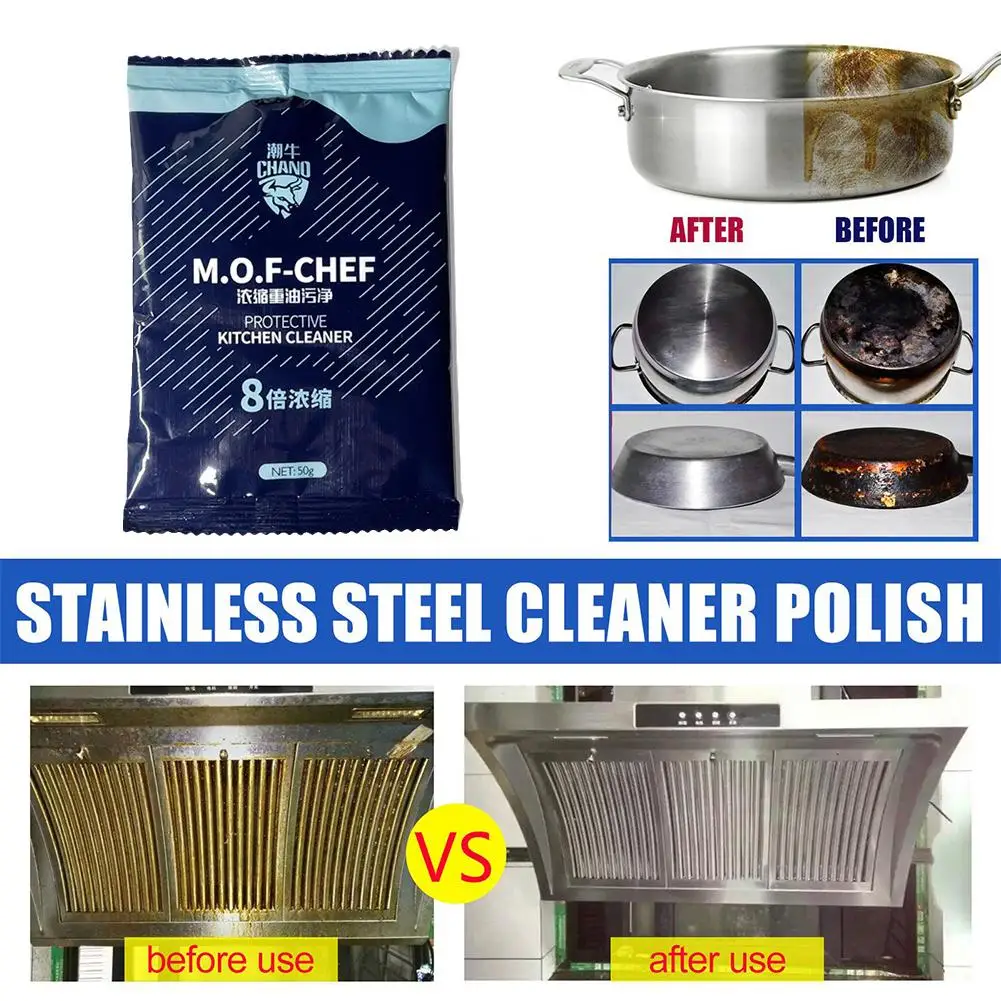 50G Mof Chef Cleaner Powder-Heavy Oil Stain Powder Cleaner All Purpose Stain Remover Heavy Dirt Powder of Range Hood