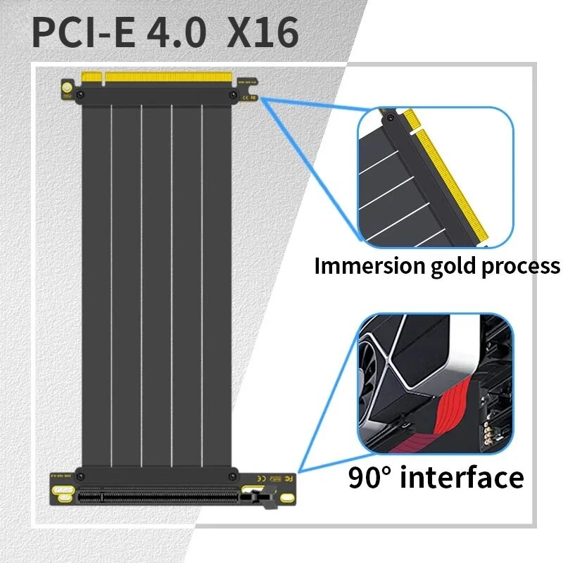 cabo de extensao riser video card cabo flexivel blindado gpu de montagem a 90 sem perdas preto ou branco gpu pci e express 40 16x gen4 01