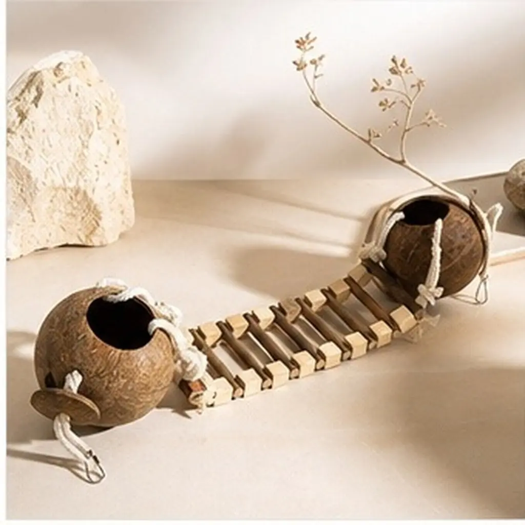 1Set Hanging Bird Nest for Parrot Cockatiel Sleeping Resting Birdcage Coconut Shell Design Comfort Stress Relief Decorative Nest