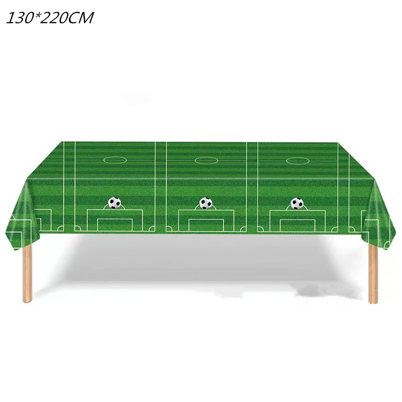 1 Stück grüne Einweg-Tischdecke mit Fußball-Motiv, gestreifte Fußballplatz-Tischdecke, Jungen-Geburtstagsfeier, einzelne Party, Outdoor-Event – Detail 7