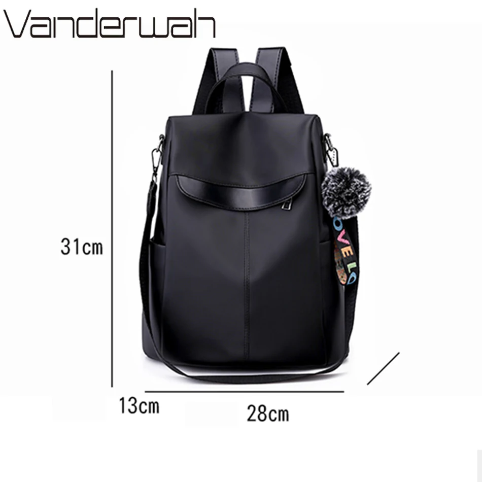 Casual Women Backpack Purse Anti-theft Oxford Rucksack Mochila Hairball Tassel Waterproof School Shoulder Bag for Teenagers Girl