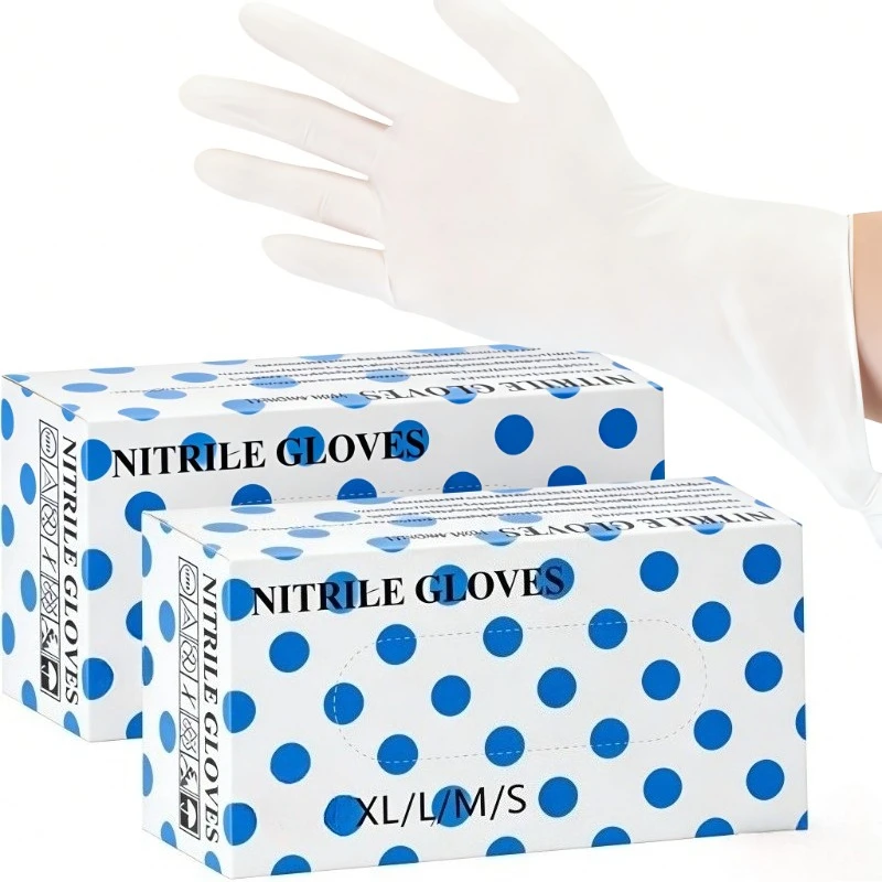 100/50/20PCS White Nitrile Gloves Disposable Cleaning Nitril
