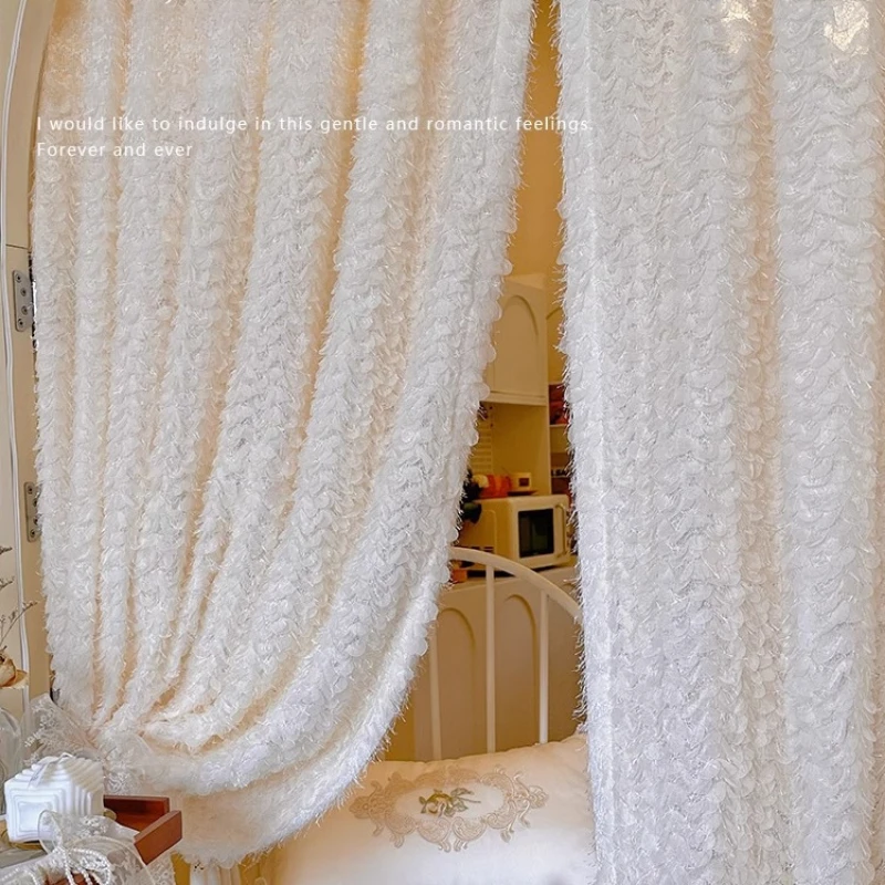 French Ins Cream Style Romantic Lace Half Curtain Light-impermeable Curtains for Living Dining Room Bedroom Customization