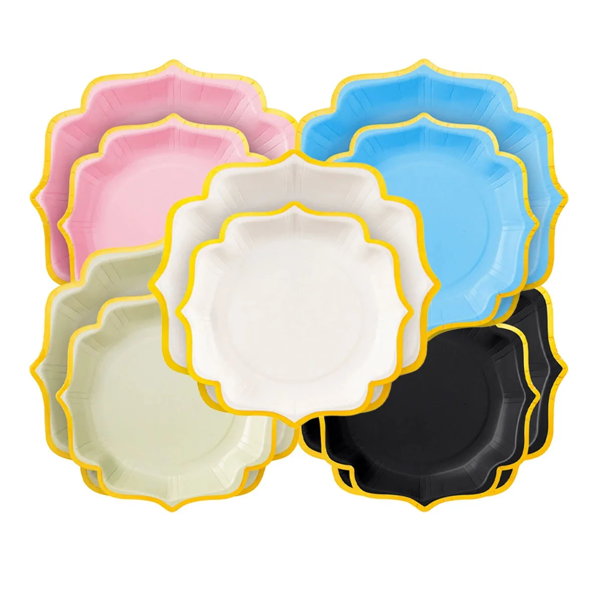 10 Eleganti Piatti Di Carta Con Bordi Dorati, Perfetti Per Matrimoni, Feste E Celebrazioni, Elementi Essenziali Per Feste, Resistenti