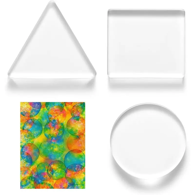 

【NOW SAVE】Reusable Gel Print Plates 3 Inch 3 Pack Monoprinting Printmaking Supplies Circle Triangle Square For Card Making