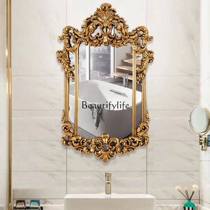 

European bathroom mirror carved bedroom makeup living room wall decoration mirror