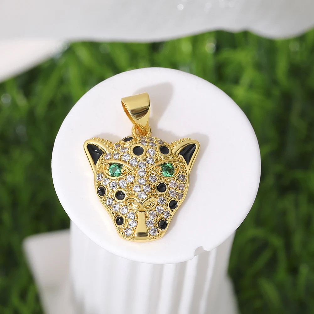 Роскошные циркониевые подвески в виде головы Пантеры для изготовления ювелирных изделий, позолоченное золото 18 карат, кулон в виде льва, тигра, животных, жемчужное ожерелье, аксессуары «сделай сам»