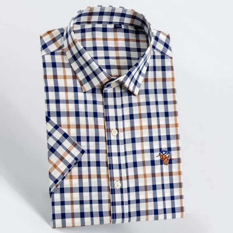 Camisas de manga corta de diseñador de lujo para hombres, camisa formal ajustada, bordada Camisa lisa, ropa de oficina de negocios, Verano