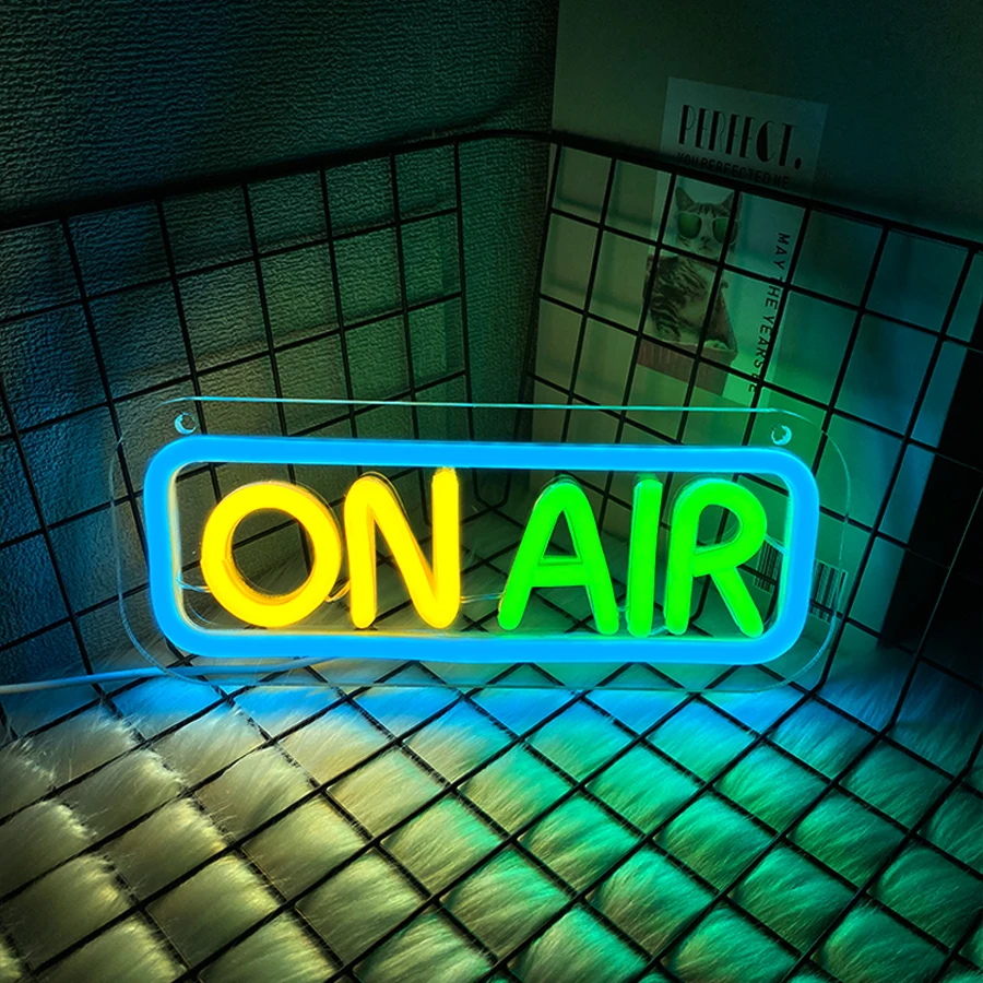 On Air Neon Sign, Color Letter Icon, Used For Decor Of Recording Studio, Broadcasting Studio, Music Studio And Game Room.