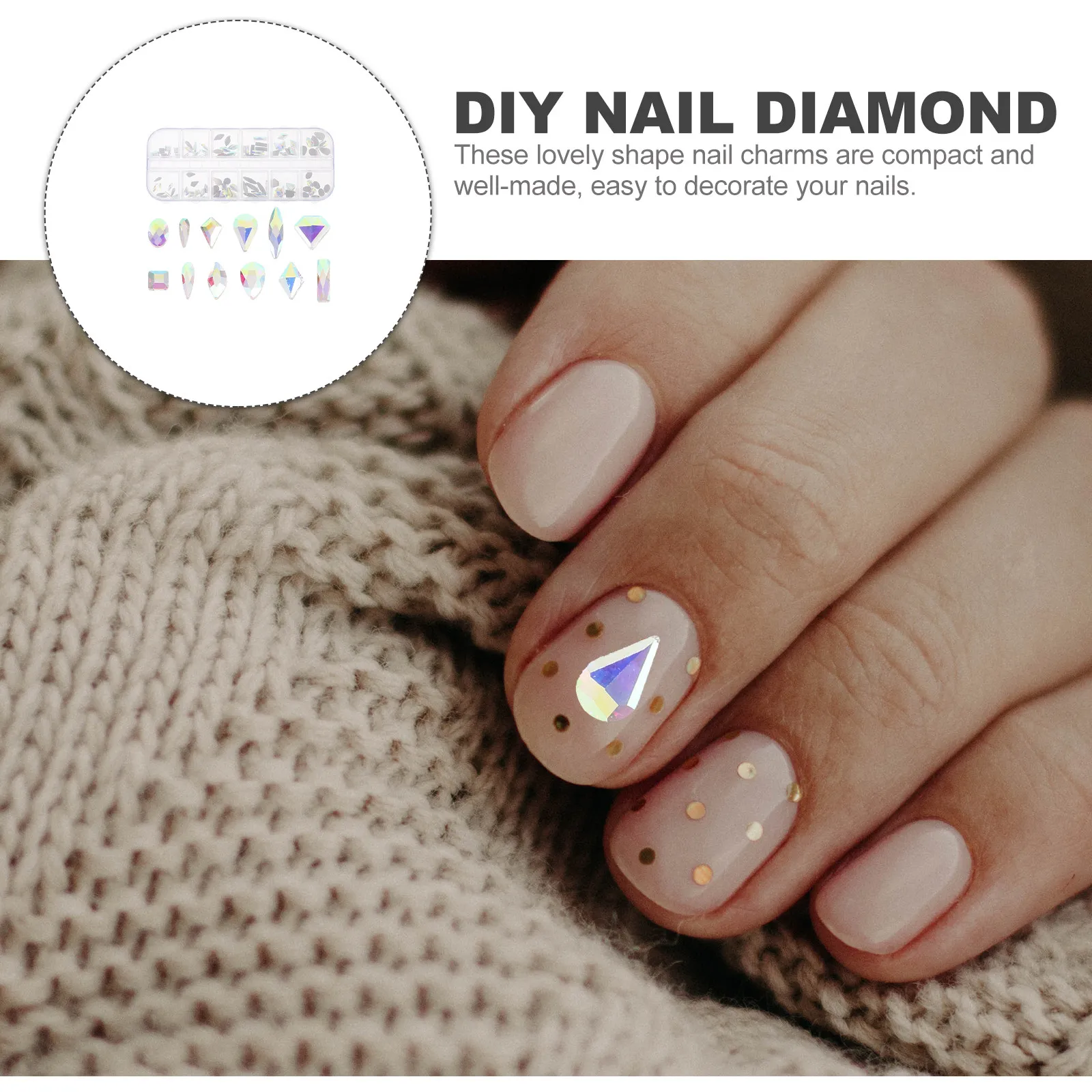 1 Box Sturdy Metal Nail Art Charms Rhinestone Embellishments for DIY Manicure Decor Nail Accessories Phone Crafts and Home