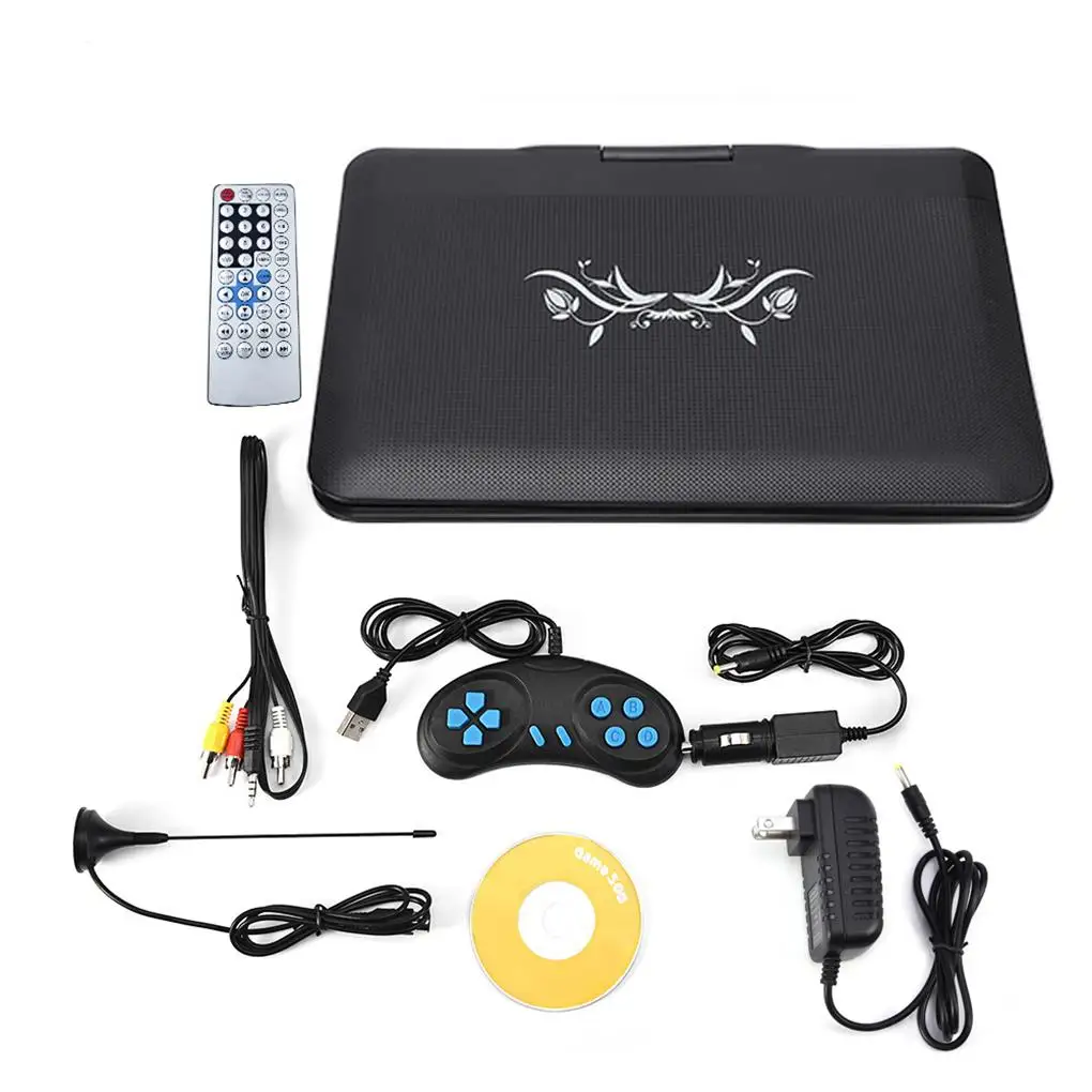 13.9 Inch DVD Player Home Car Mobile High Definition Players CD MP3 EVD Flash 16:9 LCD Screen 110-240V Audio US Plug