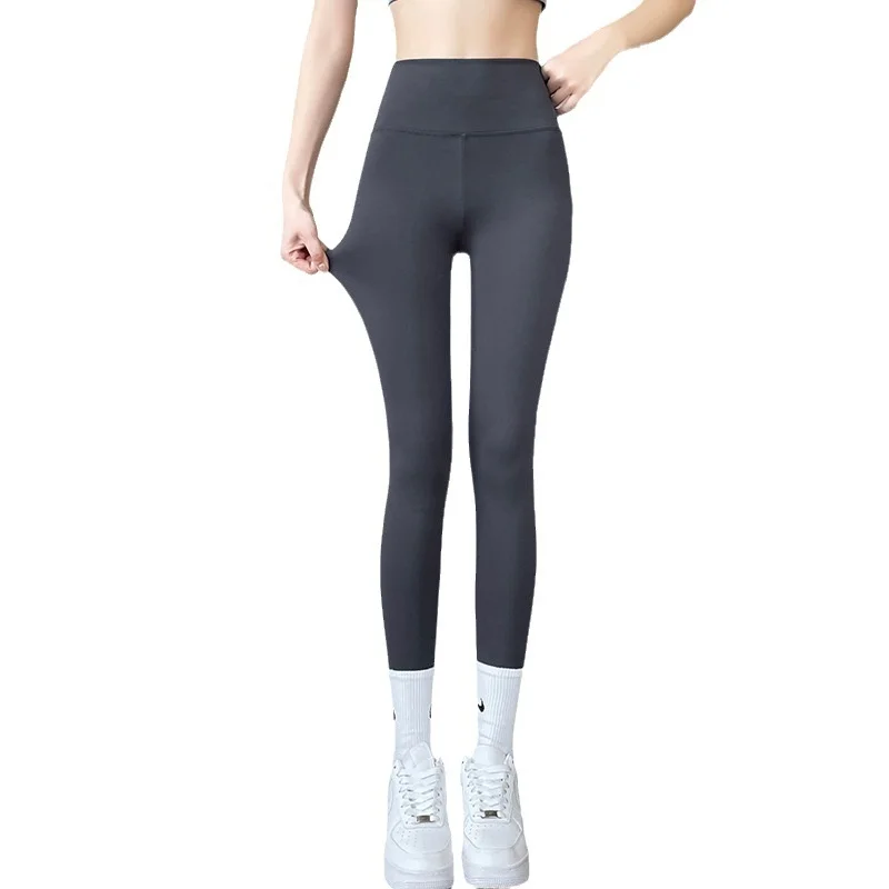 High Waist ark Skin Yoga Pants Women's Outerwear Thin Fce Lined Spring Autumn High Waist Abdomen Lifting Butt Pants