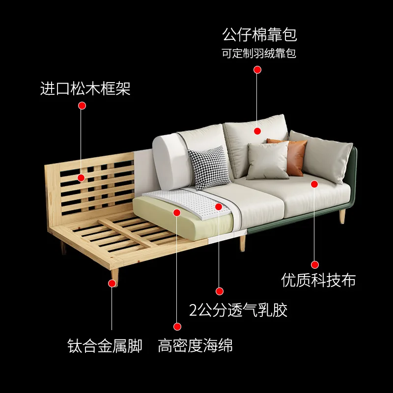 Italian minimalist fabric sofa living room combination modern simple small apartment furniture light luxury disposable technolog