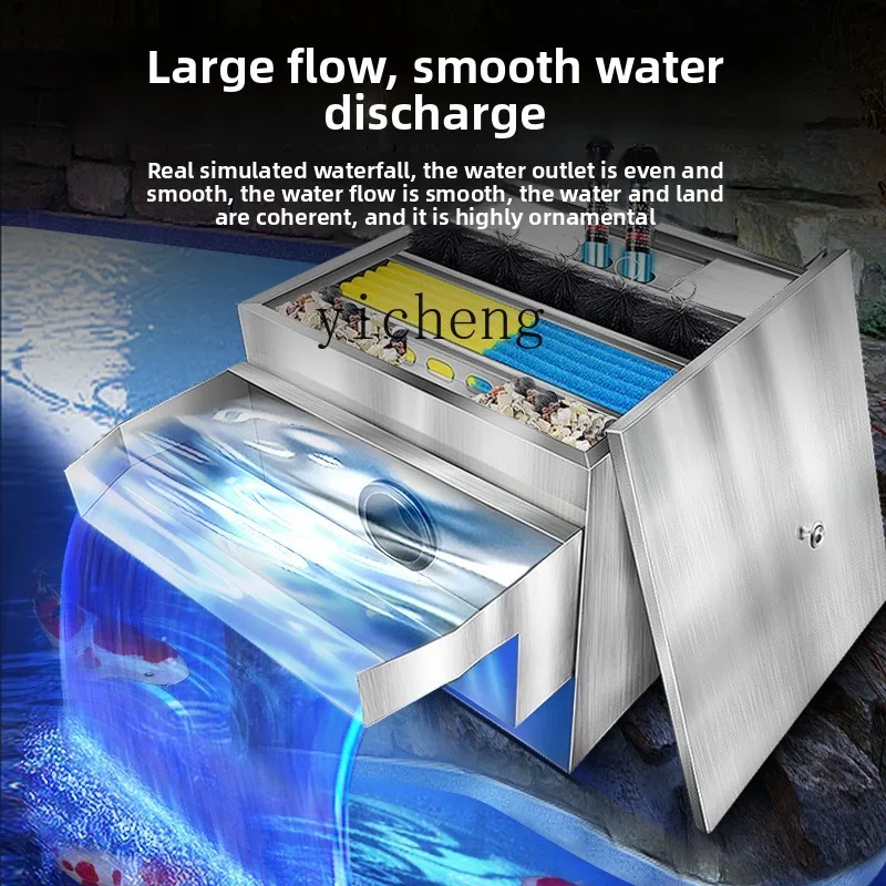 

TQH stainless steel waterfall water outlet fish pond 7 lanterns water circulation system filter device courtyard landscaping