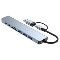 8 in 1 USB Hub Type A C 3.0 Concentrator Docking Station Multi Adapter Card Reader Audio Multi-hub Dock Splitter USB 3 0 Hub