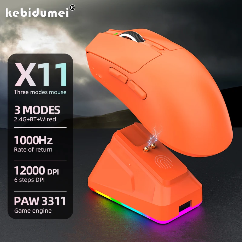 

Tri-modes Bluetooth wireless mouse 1000Hz 12000KPI Game e-sports Mouse PAW311 lightweight magnetic charging for PC laptop Deskto