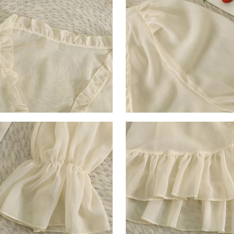 سترات نسائية مكشكشة واقية من الشمس بأكمام مضيئة جمالية ملابس صيفية قابلة للتنفس ملابس غير رسمية متينة شفافة ملابس خارجية #6