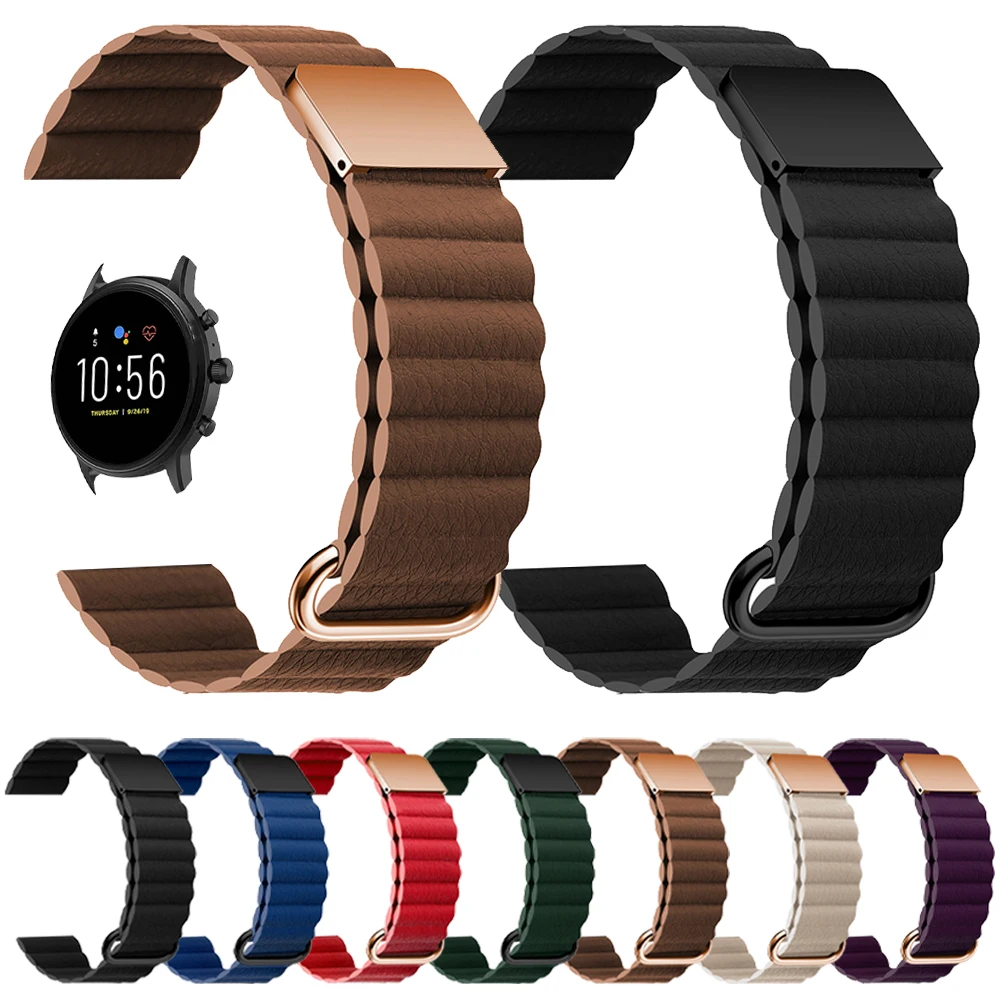 

Leather Magnetic Watchband for Fossil Gen 6 44mm Gen6/gen 5 5e 44mm/Gen5 LTE 45mm Smartwatch Band Bracelet Stainless Steel Strap