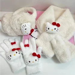 Sanrio Cartoon Hello Kitty Animation Cute Gloves Earmuffs Scarf Three-piece Set Warm and Coldproof Kawaii Gift Accessories Sweet