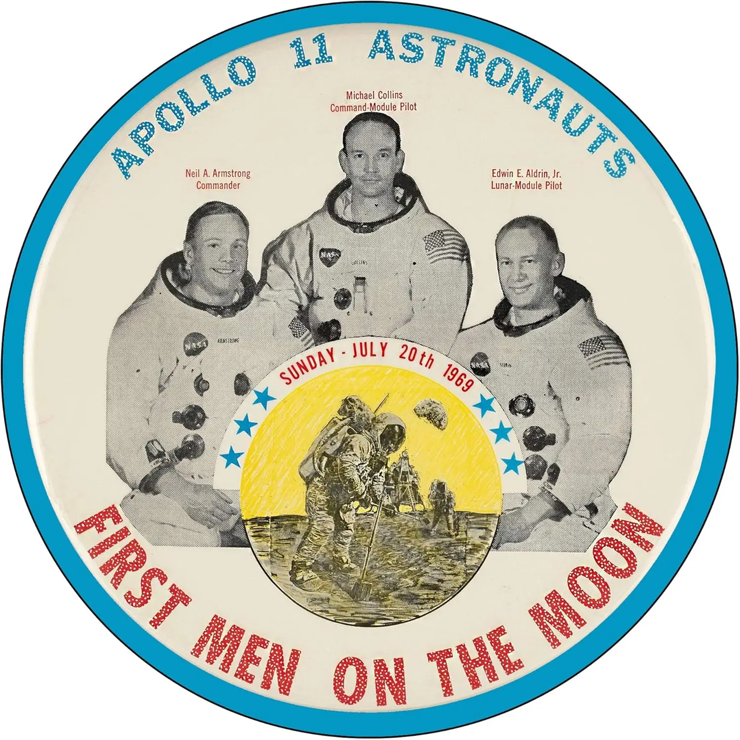 Vintage Gas Sign Reproduction Vintage Metal Signs Round Metal Tin Sign For Garage And Home 8 Inch Diameter – Apollo 11 Astronaut