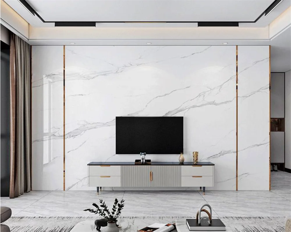 

beibehang papier peint Customized marble TV background modern simple living room grand decoration light luxury wallpaper