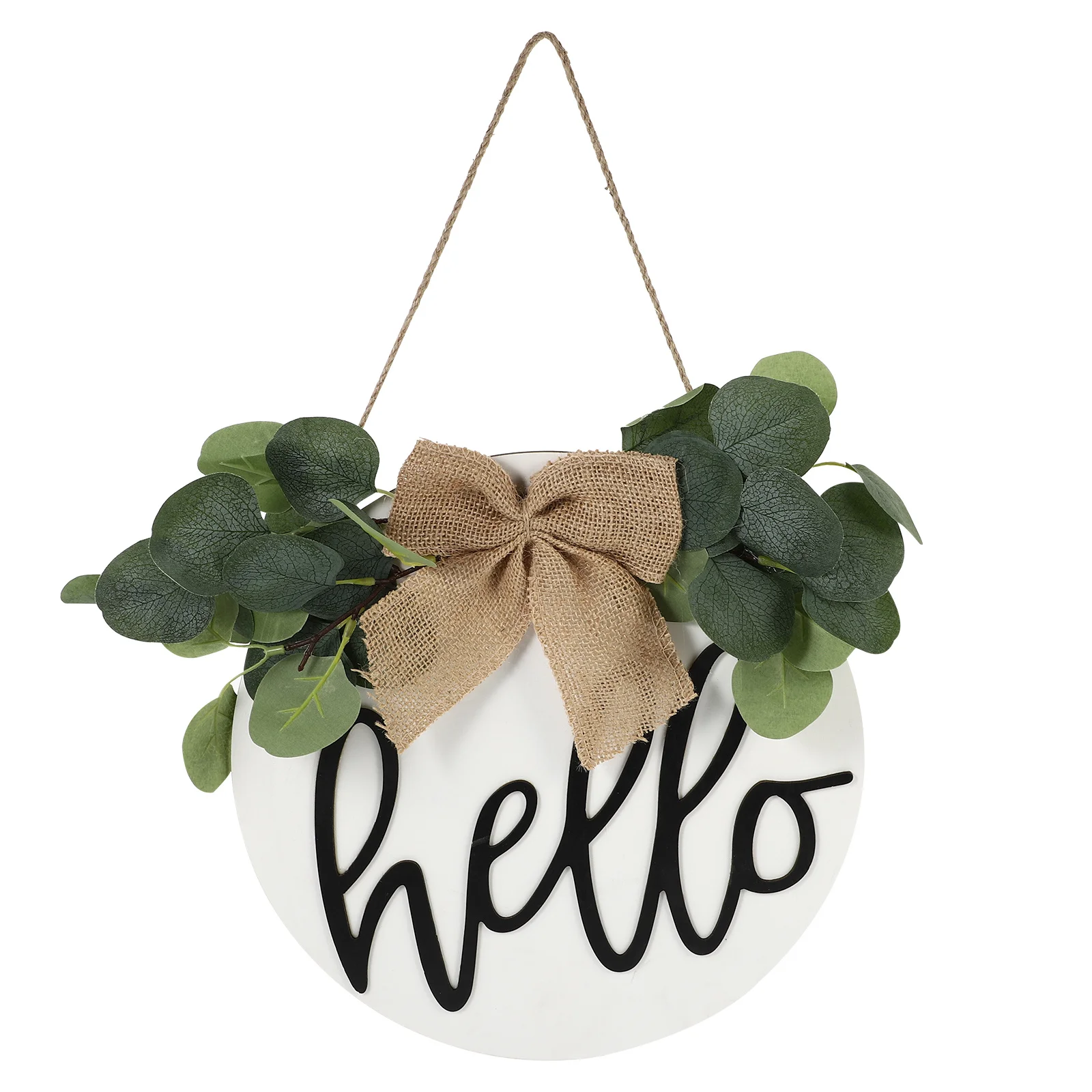 

Wooden Hanging Retro Round Door Pendant Front Door Decor Creative Welcome Board Hanging Decoration Hello Board Decor