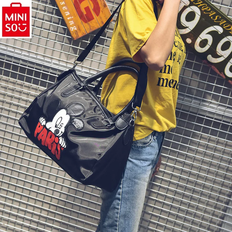 MINISO Disney Mickey Short Distance Travel Large Capacity Casual Handbag Student Single Fitness Storage Shoulder Bag