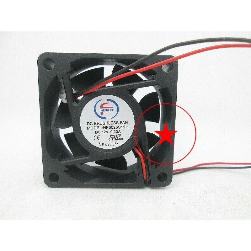 MY 1PC For HENGFU HF6025S12H 12V 0.20A 6025 60*60*25MM two-wire cooling fan