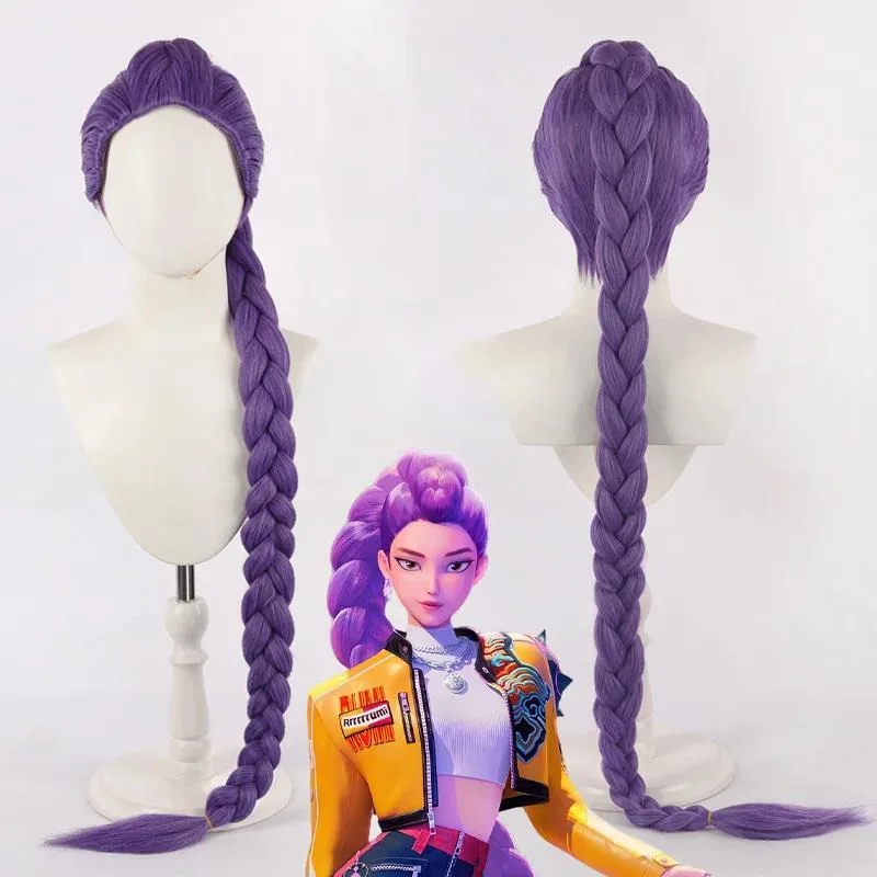 

Anime Kpop HUNTRIX Rumi Cospaly Wig Demon Hunter Hair Volume Violet Long Hair Ponytail For Hallowmas Party Adult Women Men