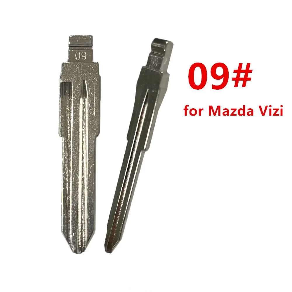 10pcs 09# MAZ24 Car Key Blank Metal Uncut Flip Remote Key Blade for Mazda Vizi for Keydiy KD Xhorse VVDI JMD Remote Key Blanks