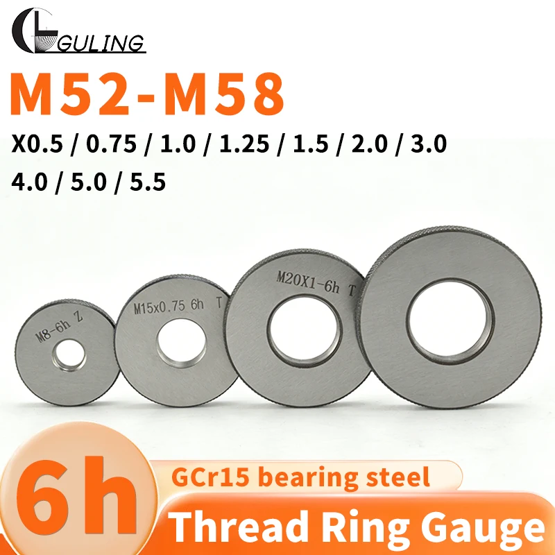 1SET(1*GO+1*NOGO) 6h M52-M58 Metric Fine Tooth Thread Ring Gauge Measure Tool X0.5/0.75/1.0/1.25/1.5/2.0/3.0/4.0/5.0/5.5