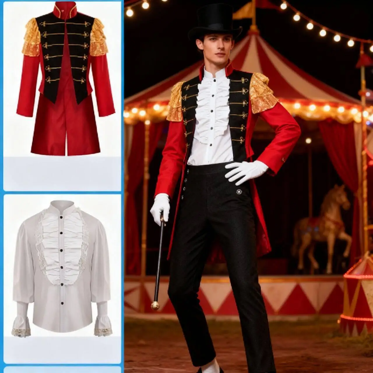 Chaqueta Roja de Hussar Militar, Traje de Majorette para Espectáculo de Circo, Frac con Borlas, Disfraz de Director de Circo para Actuaciones Escénicas