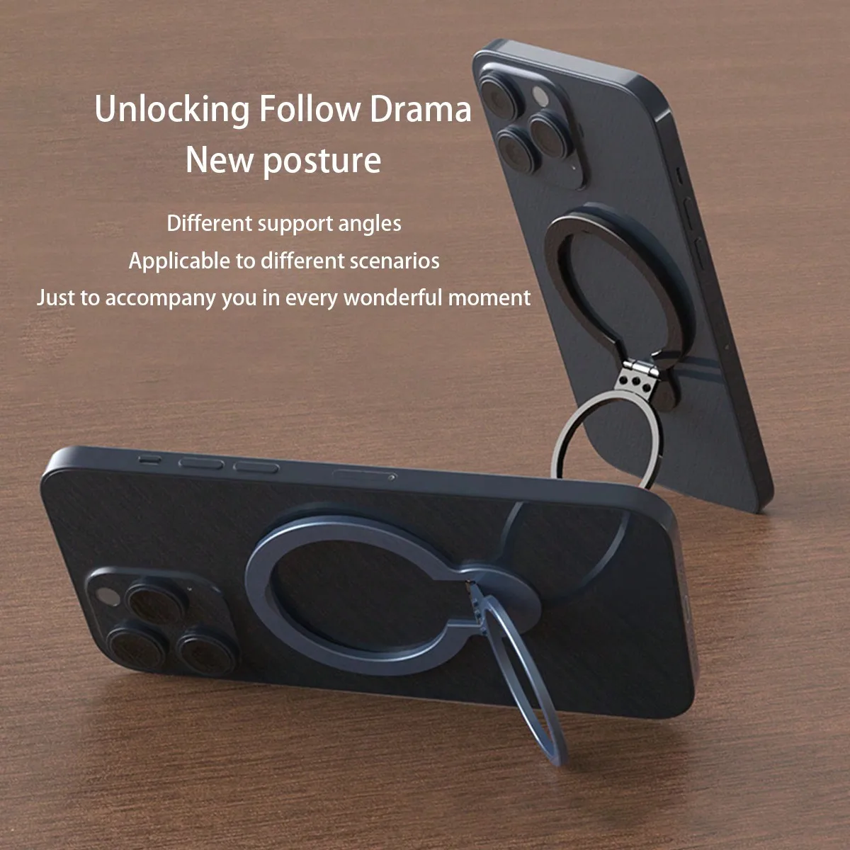 Suporte magnético para telefone montado na parte traseira, suporte de anel de telefone simples e ultrafino