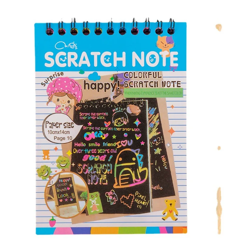 10 lembar/buku penuh warna Magic Scratch Off kertas 2 Set untuk anak-anak seni pengikis lukisan mainan DIY Graffiti buku anak-anak mainan pendidikan