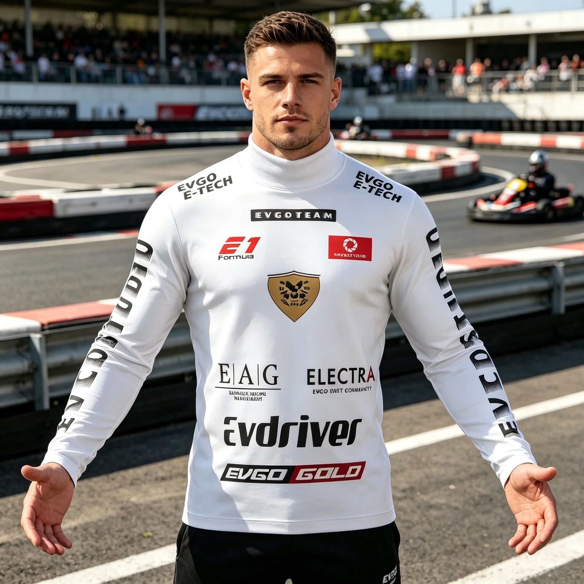 Men Black Racing Team Long Sleeve T-shirt E1 Logo Print Motocross Karting Jersey Motorsport Sport Long Sleeve Tops