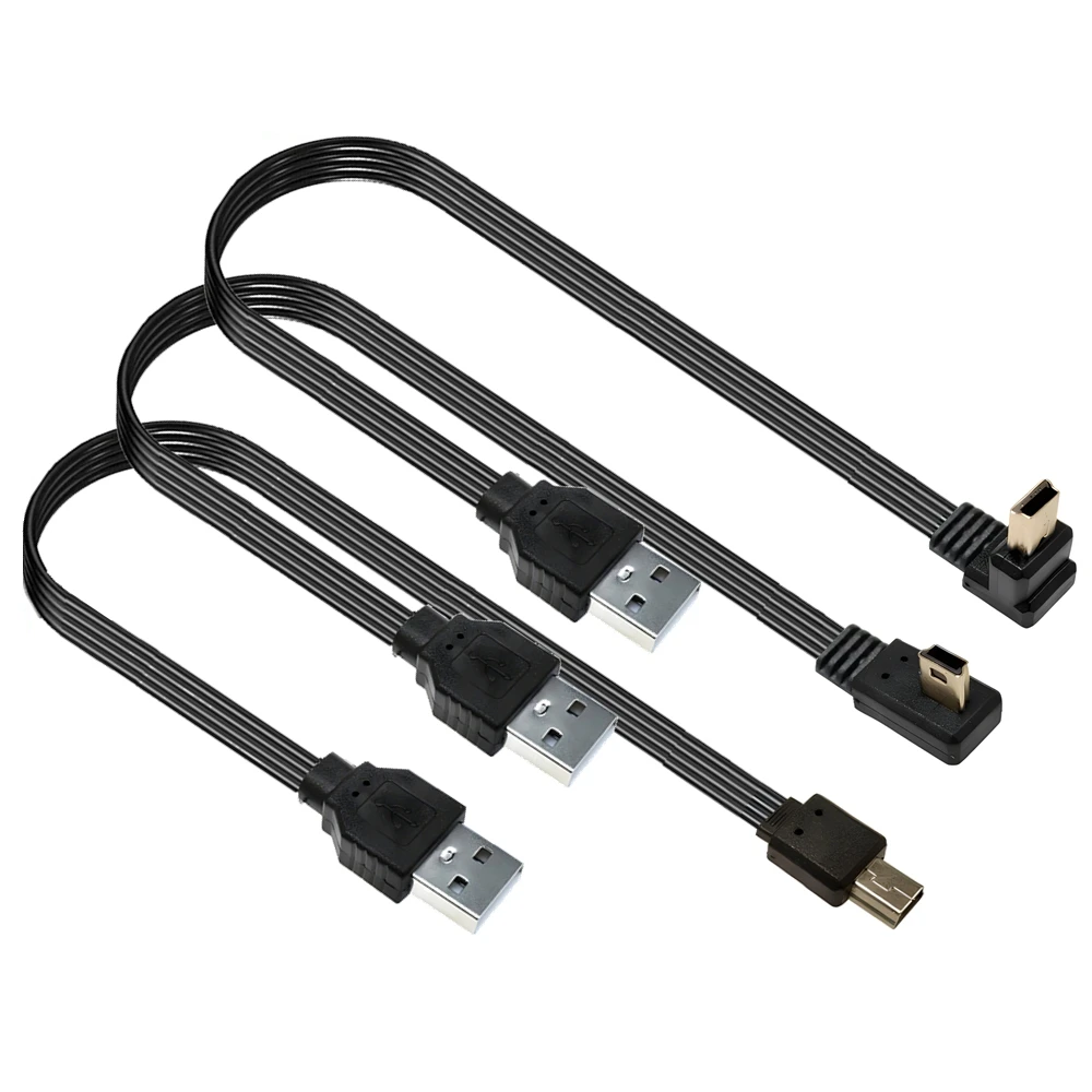 10CM 30CM 100CM Mini USB B Type 5-pin Plug Up Left Right Angled 90° to USB 2.0 flat Plug Data Cable 0.2 m 0.5 m