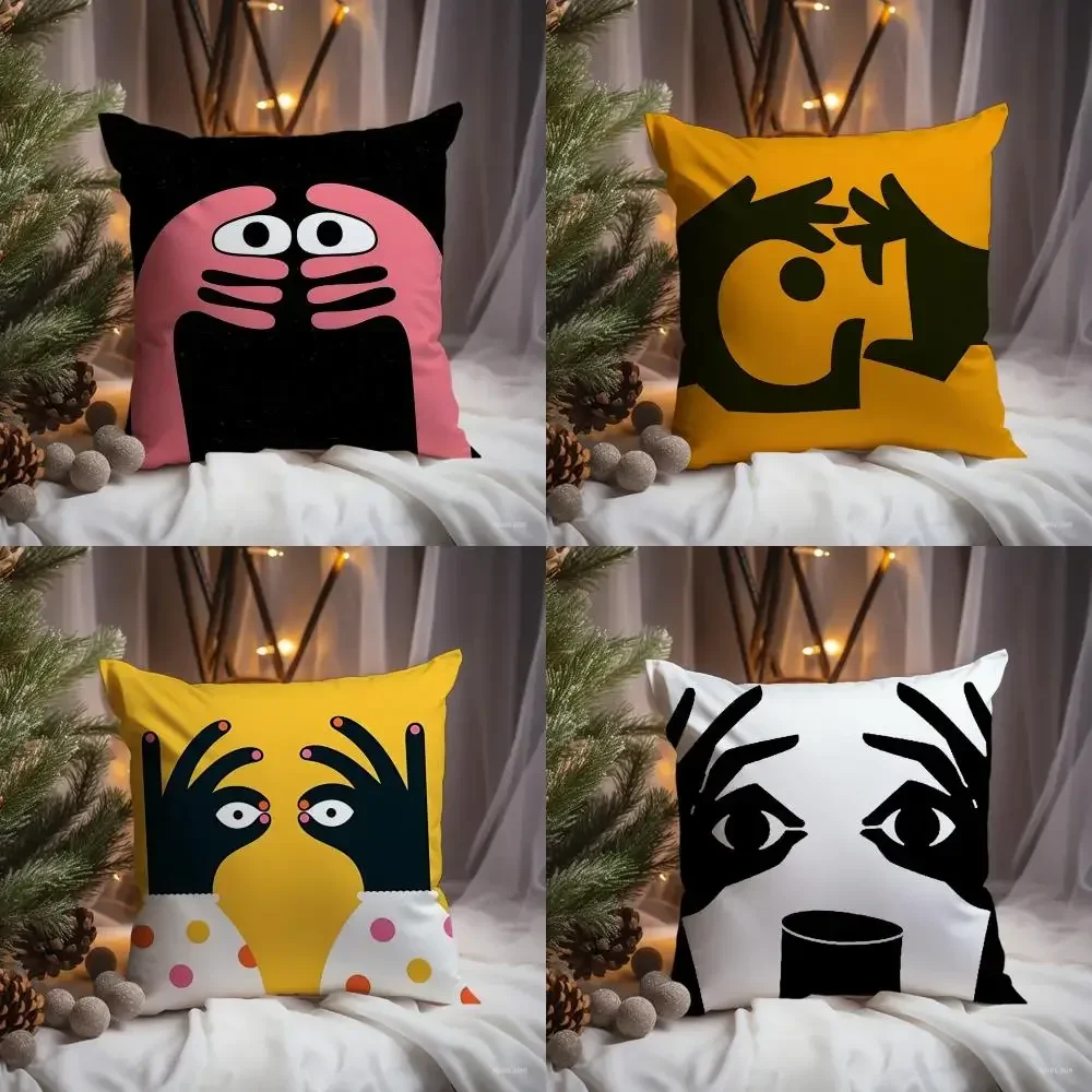FFunky Hand Eye Cartoon Print Cushion Cover Premium Comfort Reversible Pillow Cove -Two in One Design for Any Room & Car