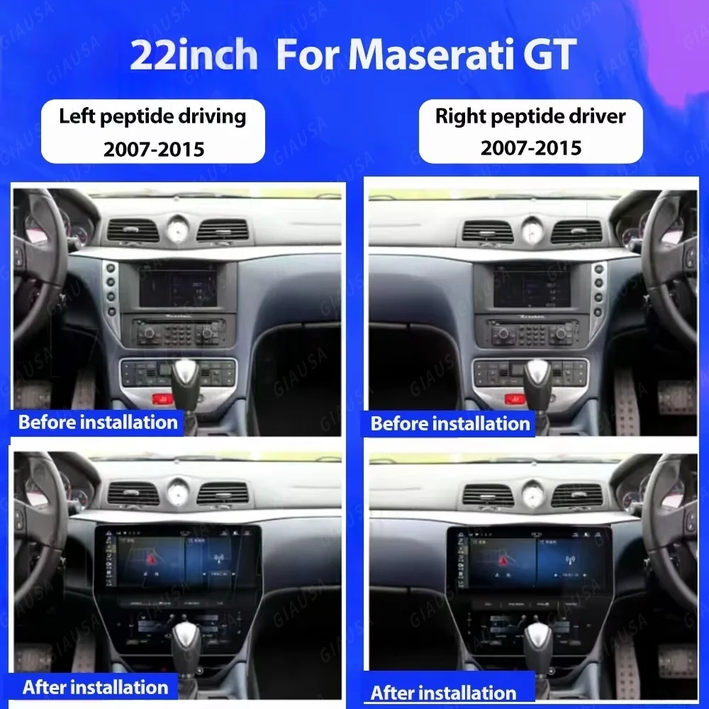 22 inch For Maserati Gt 2007-2015 Android Qled Screen Car Multimedia Video Player Autoradio Air Conditioning Panel  Gps radio