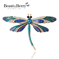 Enamel Rhinestone Dragonfly Brooches For Women Unisex Insect Pins 4-color Available Casual Party Accessories Gifts