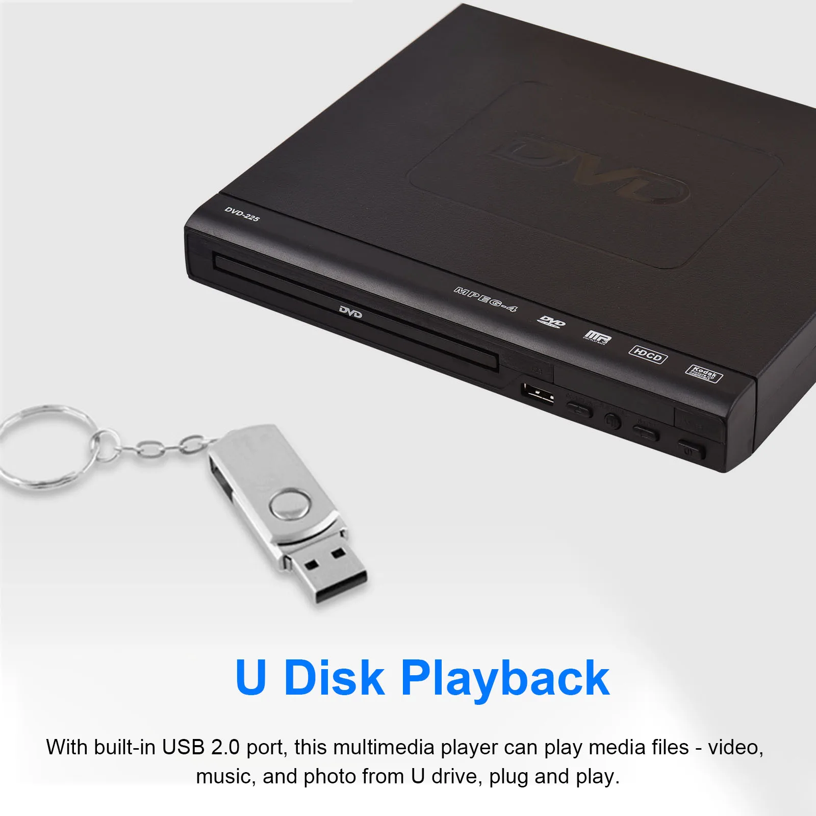 DVD-225 Home DVD Player DVD CD Disc Player Digital Multimedia Player AV Output with Remote Control