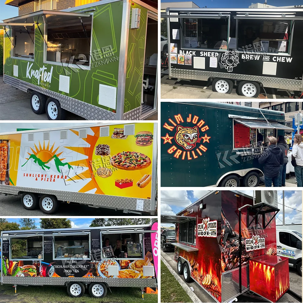 Custom Food Truck Fully Equipped Street Restaurant Concession Ice Cream Snack Cart Mobile Food Trailer With Full Kitchen