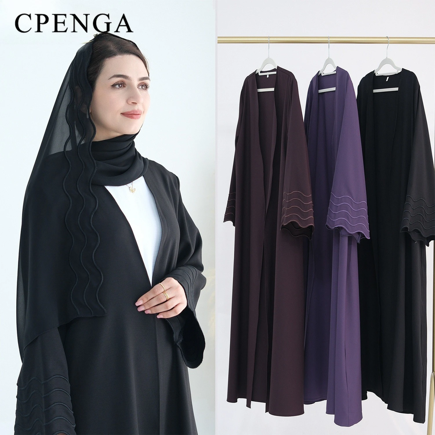 

Two Piece Muslim Outft Set for Women Ramadan Dubai Modest Abaya with Hijab Eid Arabic Cardigan Dress Islamic Turkey Kaftan Gown