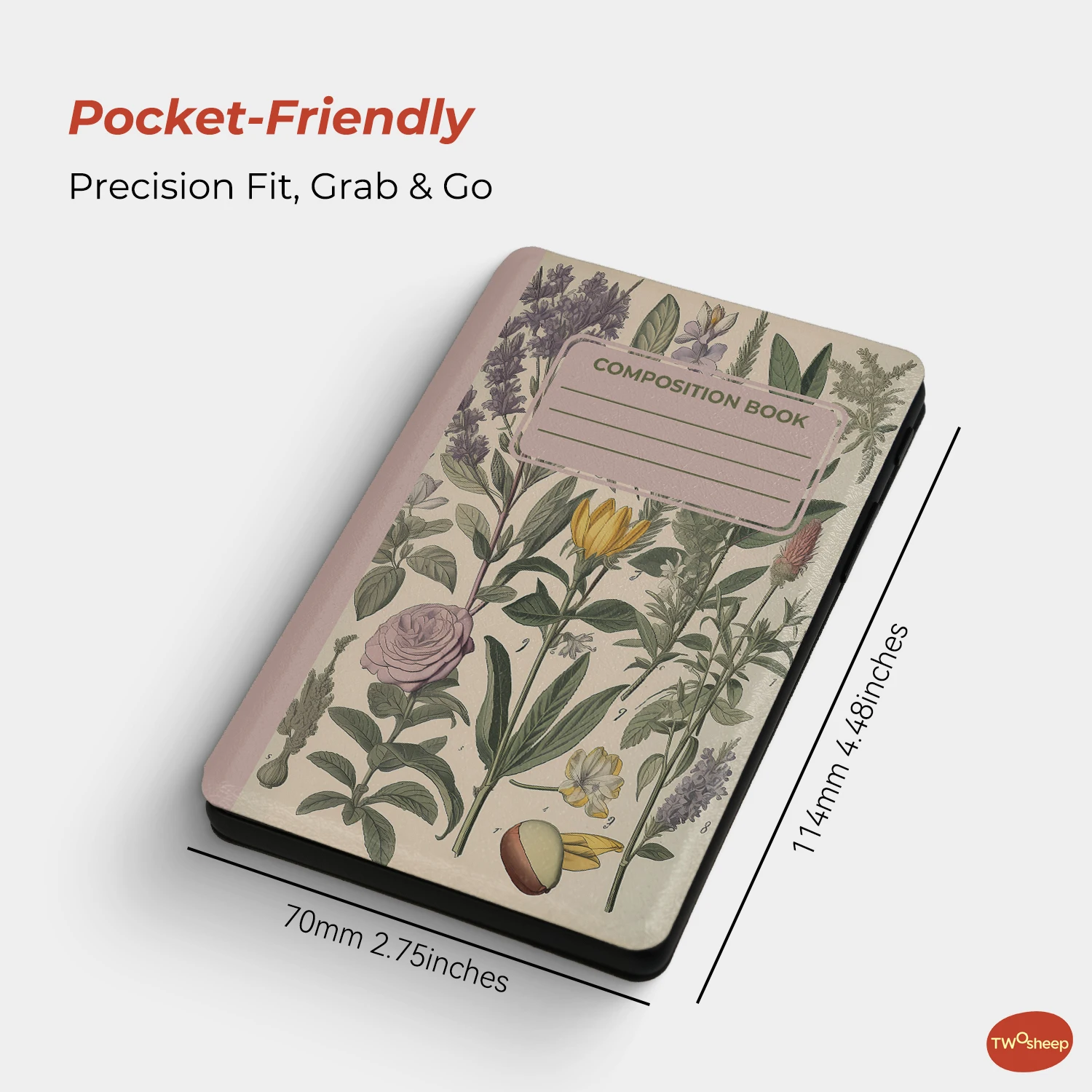 Twosheep Floral Notebook Case suit for XTEINK X4 Classic (X4 V2) Strong Magnetic Frameless Slim Charging Cutout Folio Cover Skin