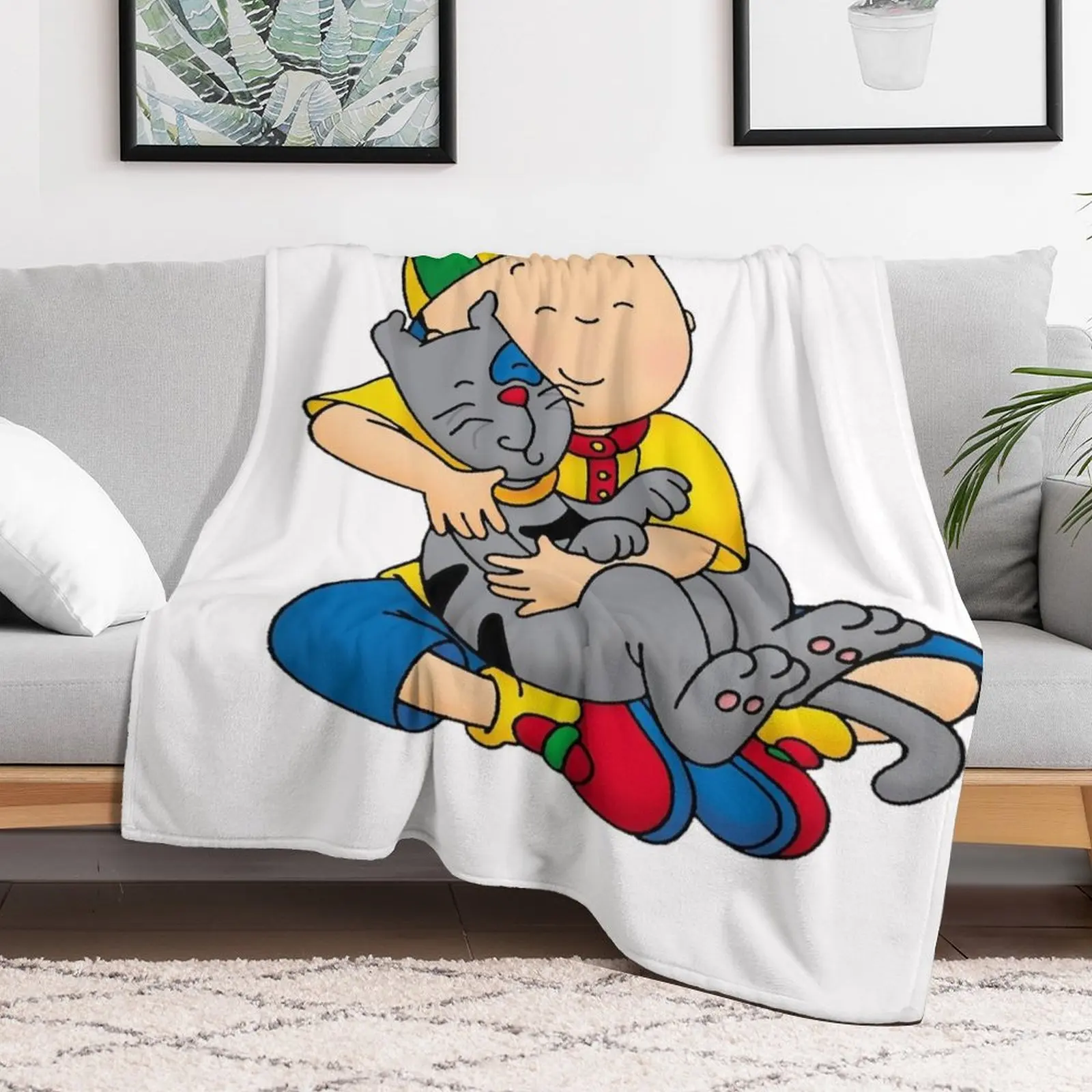 caillou, caillou and dog Throw Blanket