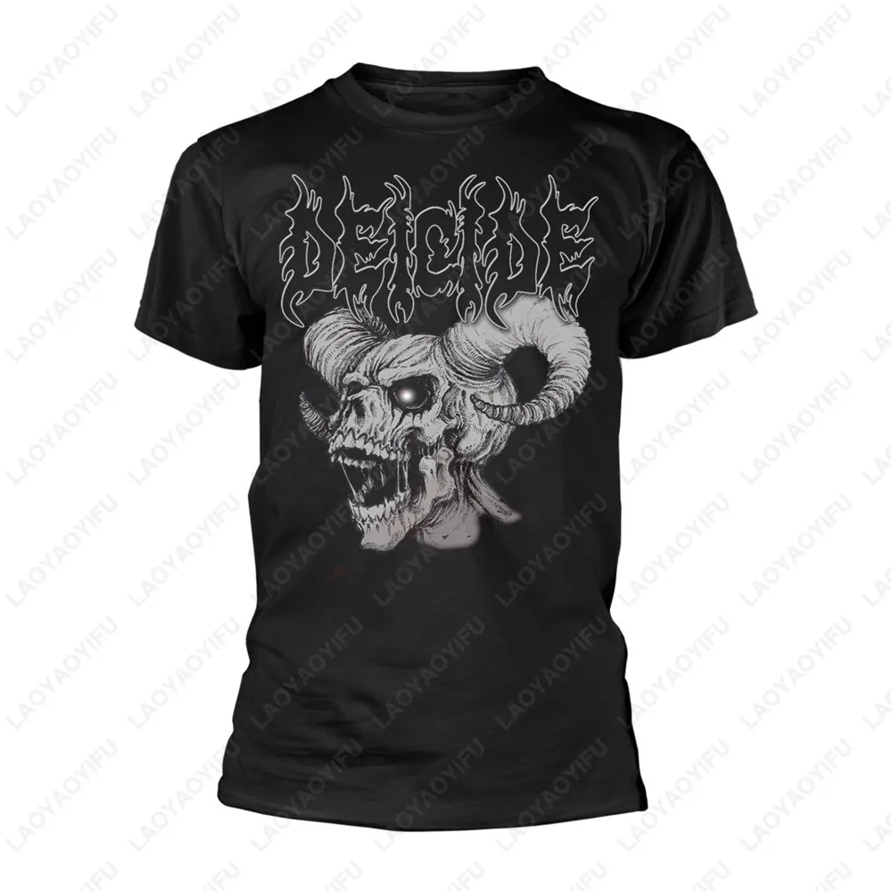DEICIDE - SKULL HORNS  Black O-neck Male Classic Simple Style Printed T-shirt Tops Camise Streetwear Unique Street Fashion Tee