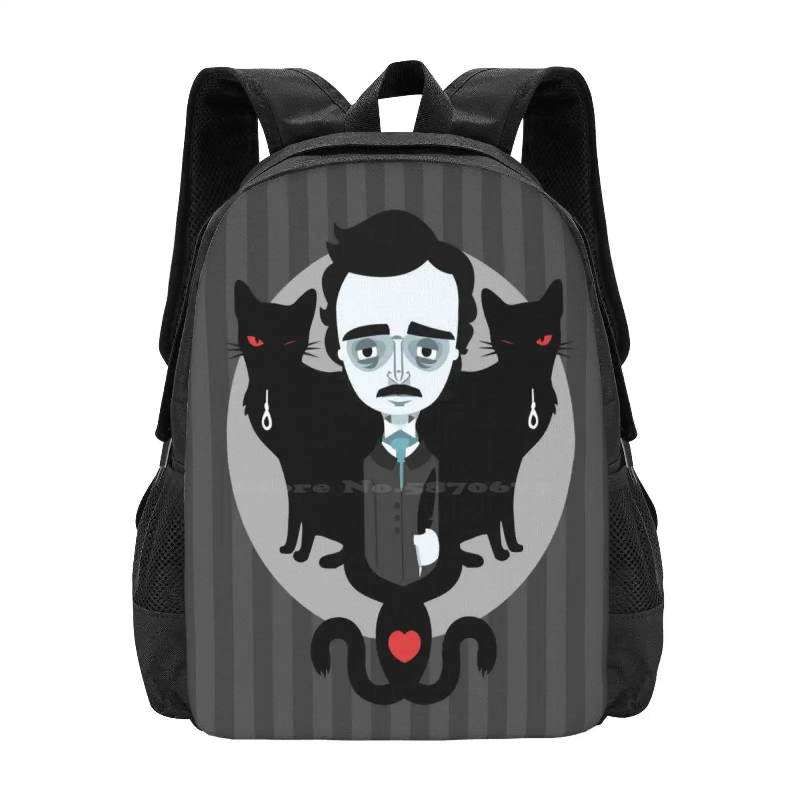 Mochila para hombre y mujer, morral con estampado de gato negro, perfecto para leer libros de literatura, Murphypop Geek