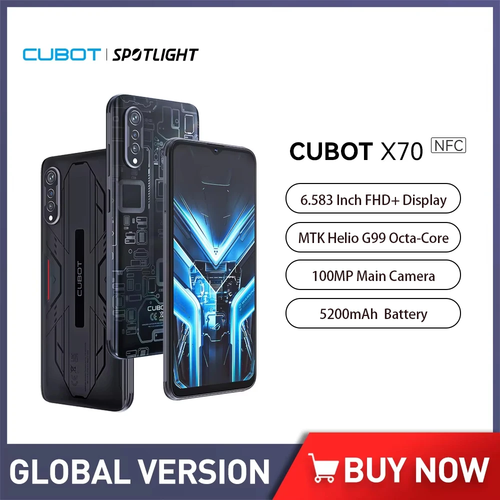 

Cubot X70 4G Smartphone Android 13 Helio G99 6.583 Inch 120Hz Refresh 24GB RAM 256GB ROM 5200mAh 100MP Camera Mobile Phone NFC