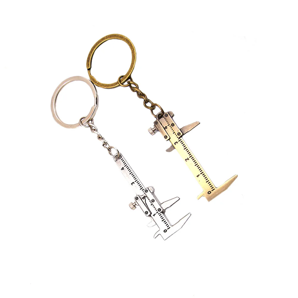 

2 Pcs Mini Vernier Caliper Keychain Zinc Alloy Durable Measurement Tool Accurate Scale Portable Gauging Instrument Keyring Gift