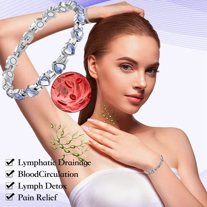 

Arthritis Treatment Lymphatic Detoxification Pain Relief Strength Bracelet Women's Adjustable Crystal 3500 Gauss Magnet Jewelrys