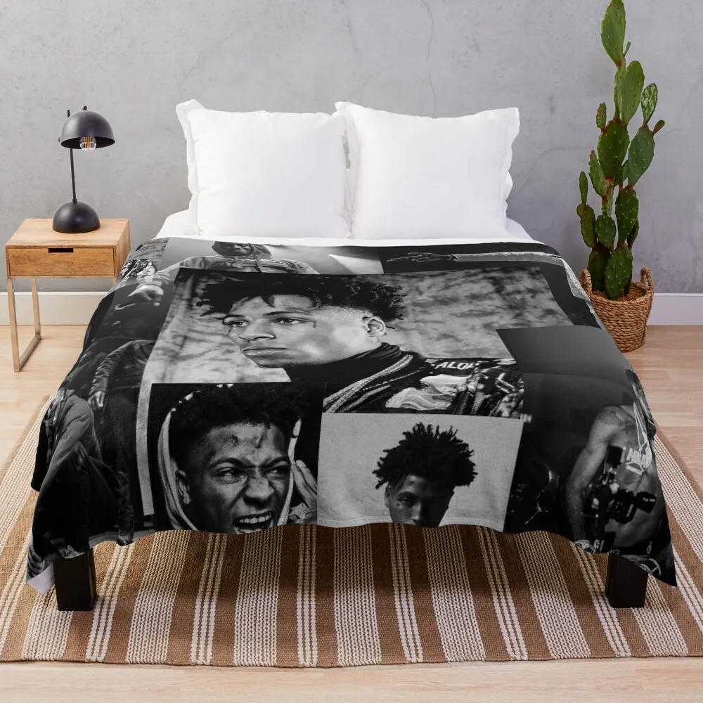 

Youngboy | B&W Never Broke Again Collage Throw Blanket For Sofa Blankets For Bed throw blanket for sofa Bed Fashionable Blanket